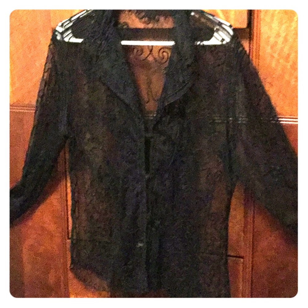 Black sheer embroidered top